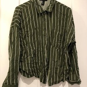 green and white button up